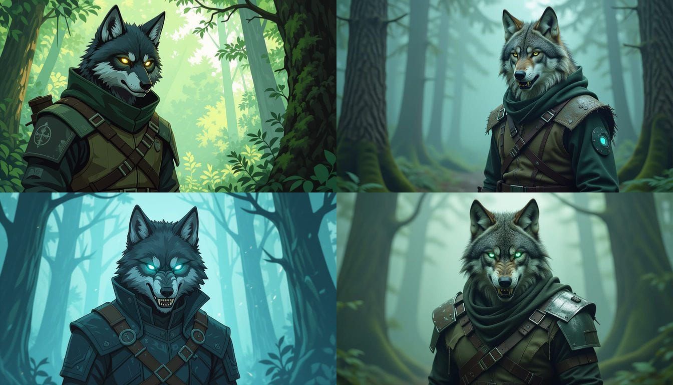 Man Transforms to Wolf in Forest