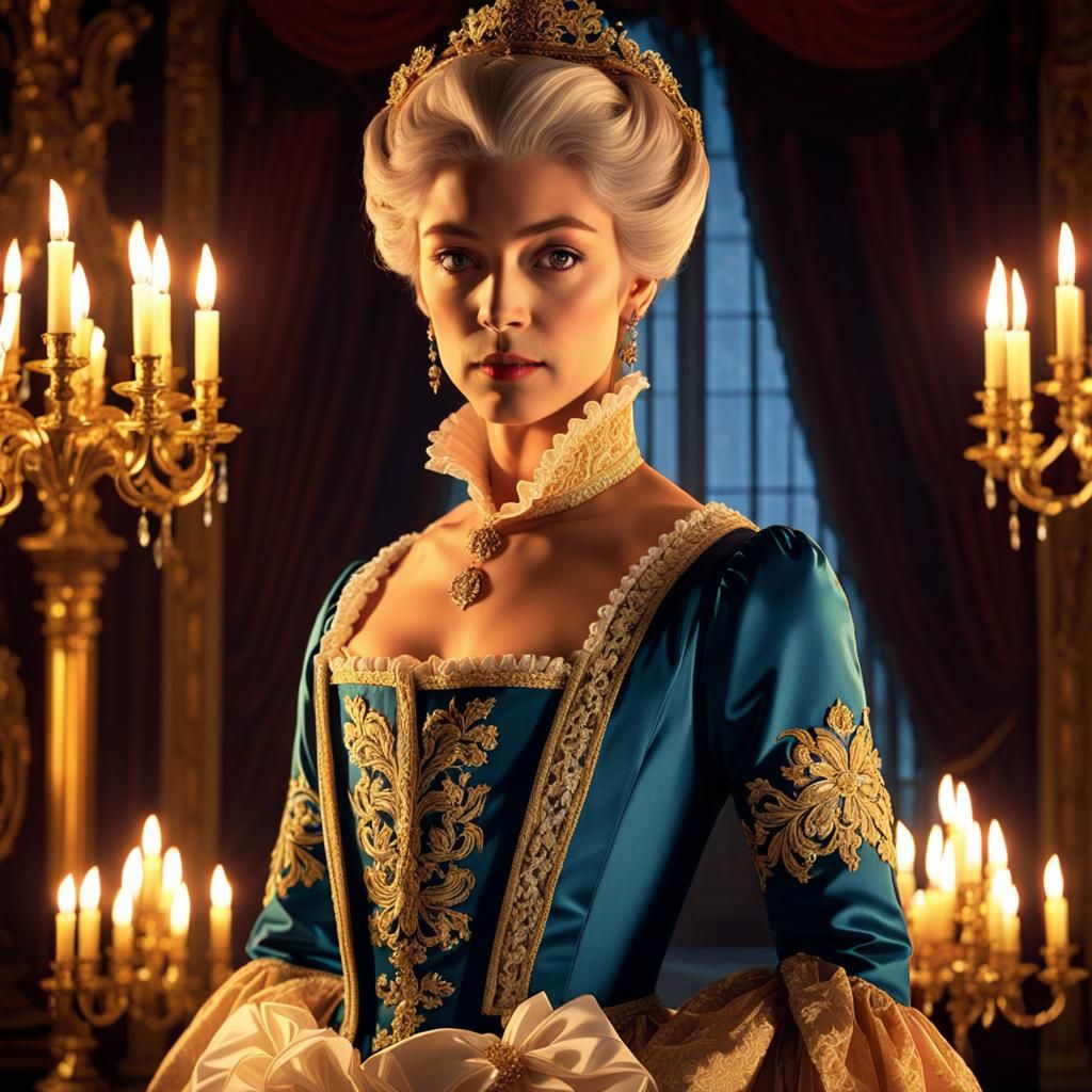 Elegant Anime Scarlet Pimpernel in Rococo Ballroom