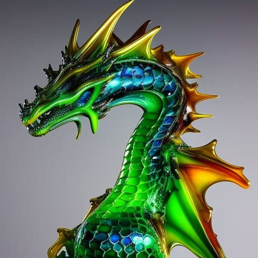 Intricately Detailed Glass Dragon Sculpture