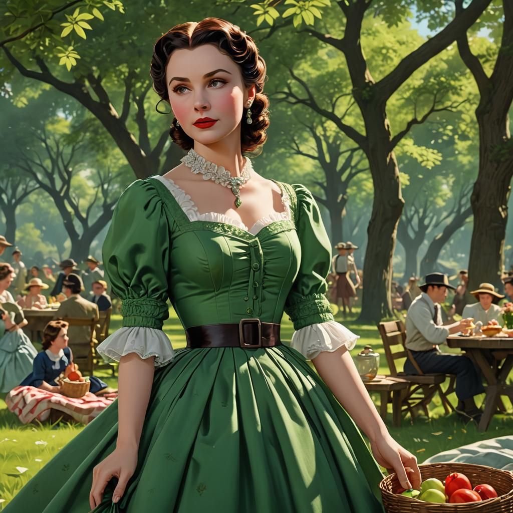 Scarlett O'Hara in Green Dress, 3D Anime Art
