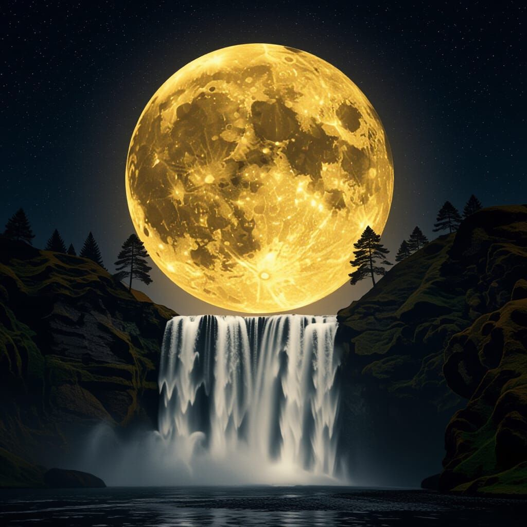Waterfall From Moon: Surreal Nightscape in Dalí & Magritte S...