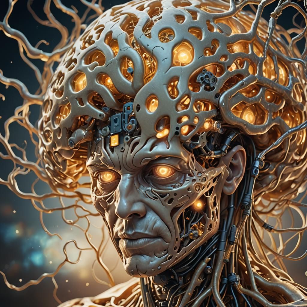 Ethereal Film Projector Emerging from Brain