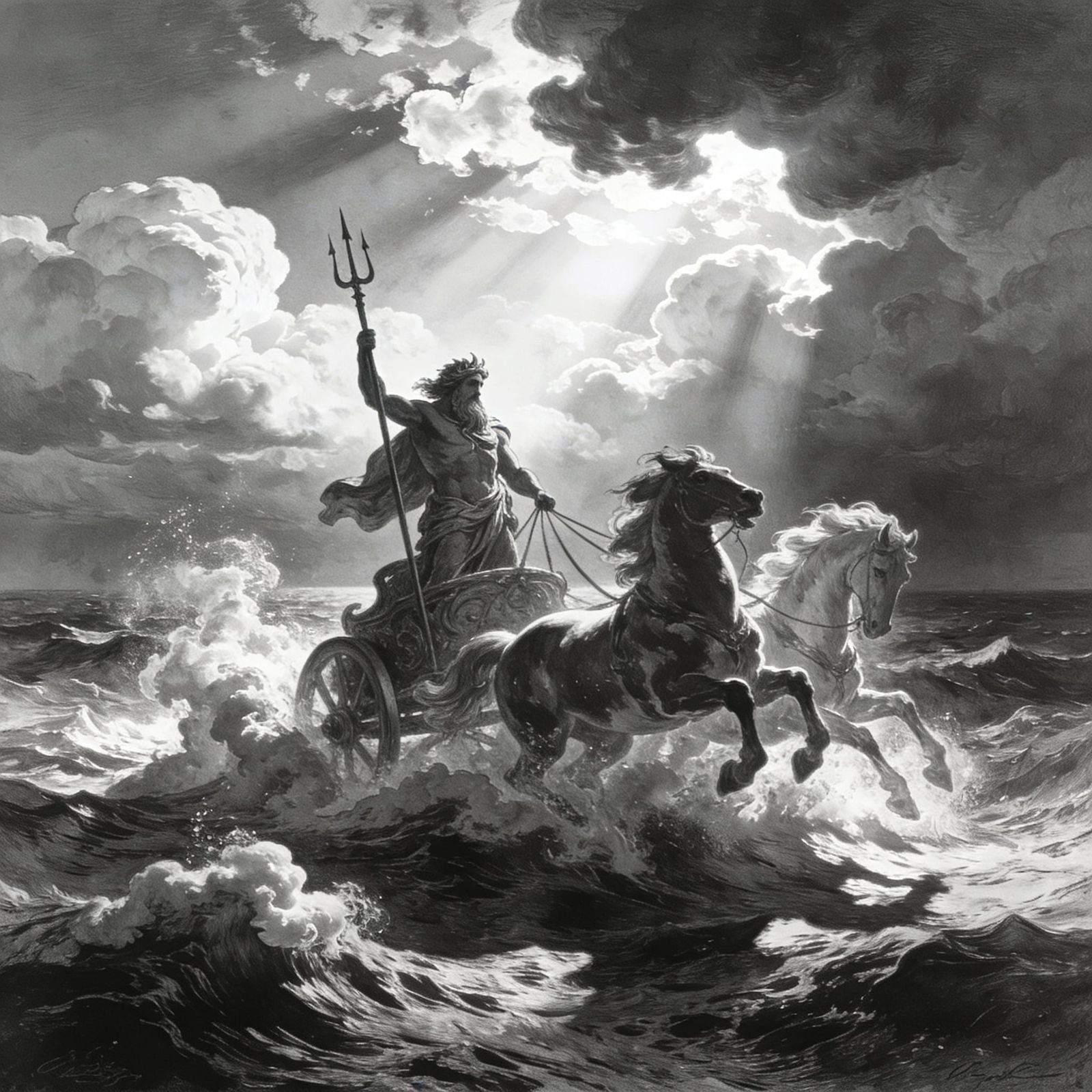 Poseidon's Chariot on a Stormy Sea