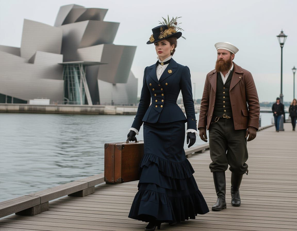 Victorian Woman and Man at Guggenheim Museum