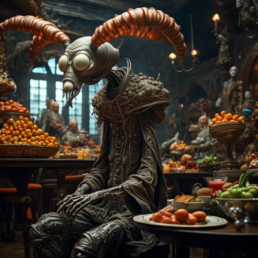 Hyperrealistic Feast of Futuristic Beings