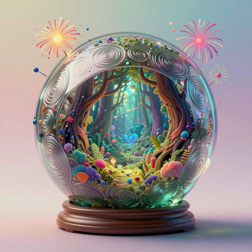 Enchanted Forest Glass Orb With Splatter Art