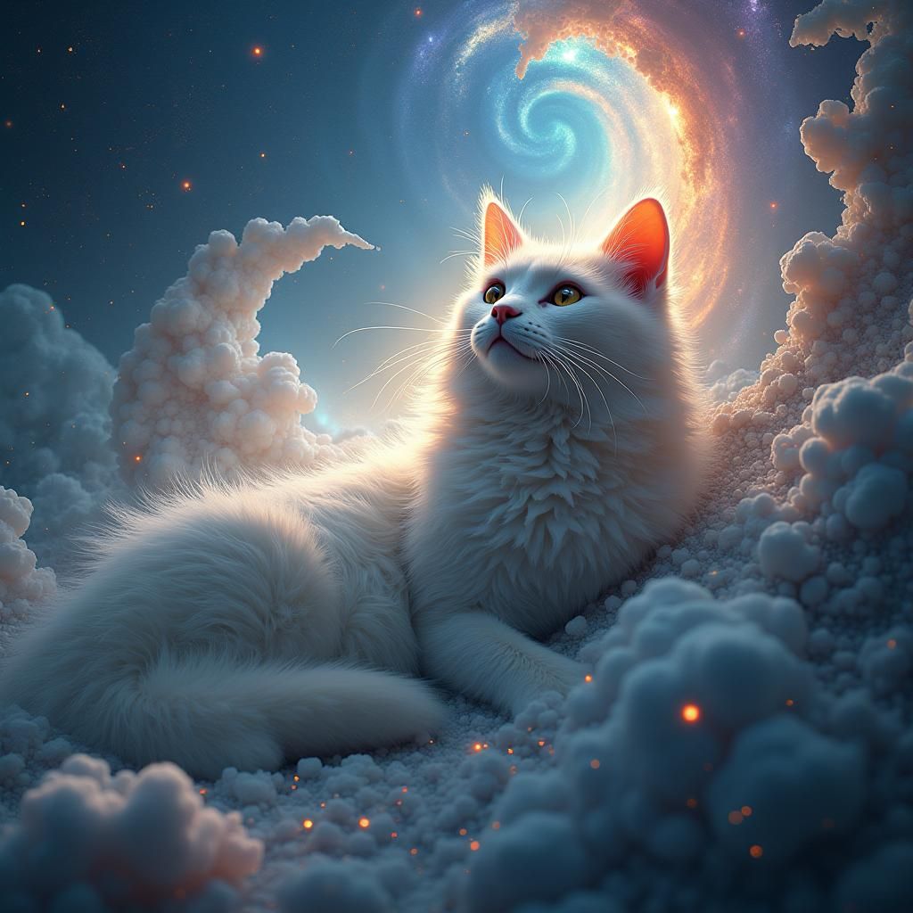 Cat in Milky Galaxy as Digital Art