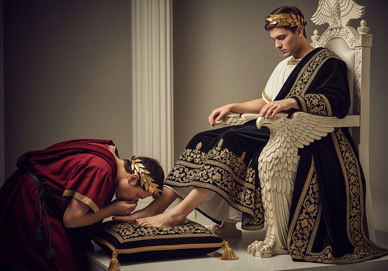 Opulent Roman Emperor on Eagle Throne, Classical Style