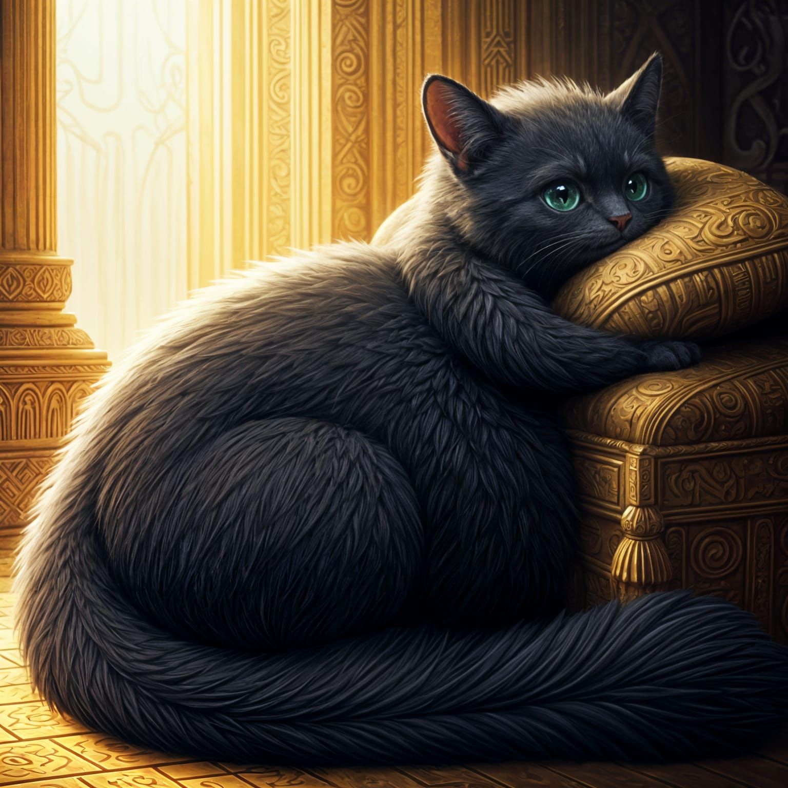 Chubby Black Dragon in Royal Egyptian Throne Room