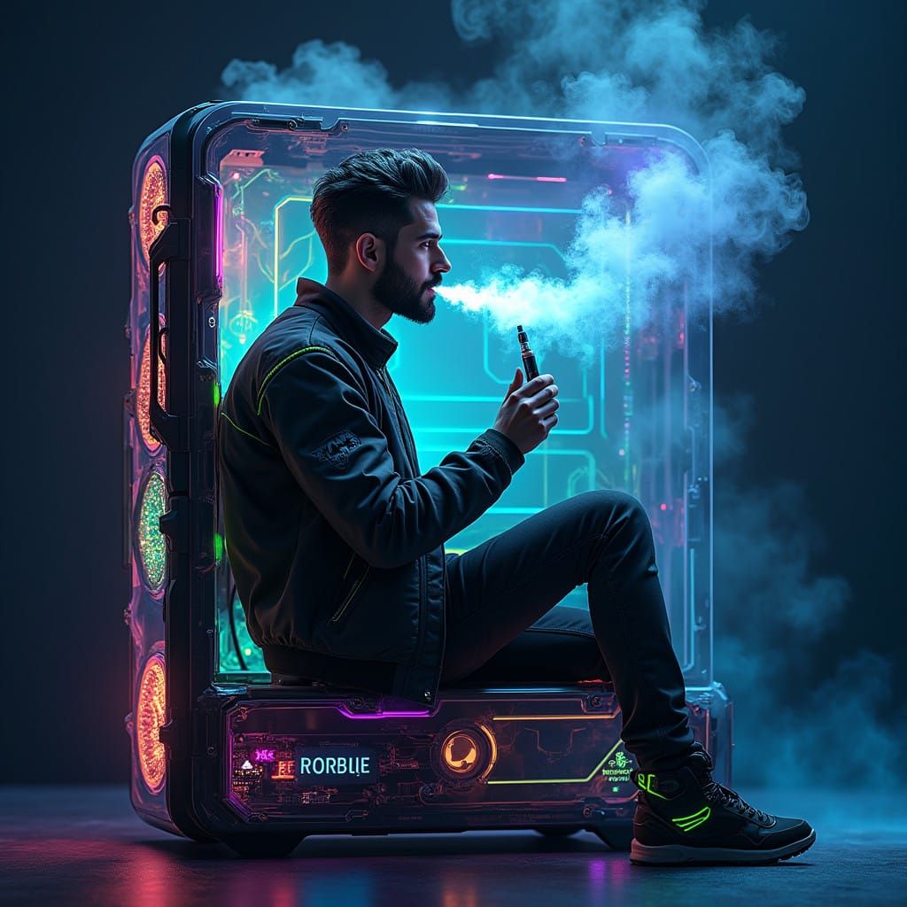 Futuristic Hasbulla in Neon Cyberpunk PC Case