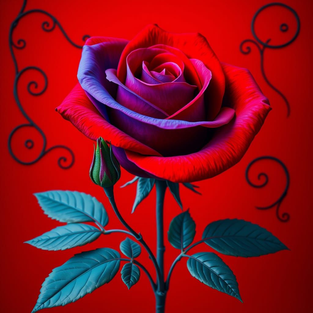 Ethereal Rose Blooms in Vibrant, Surreal Beauty