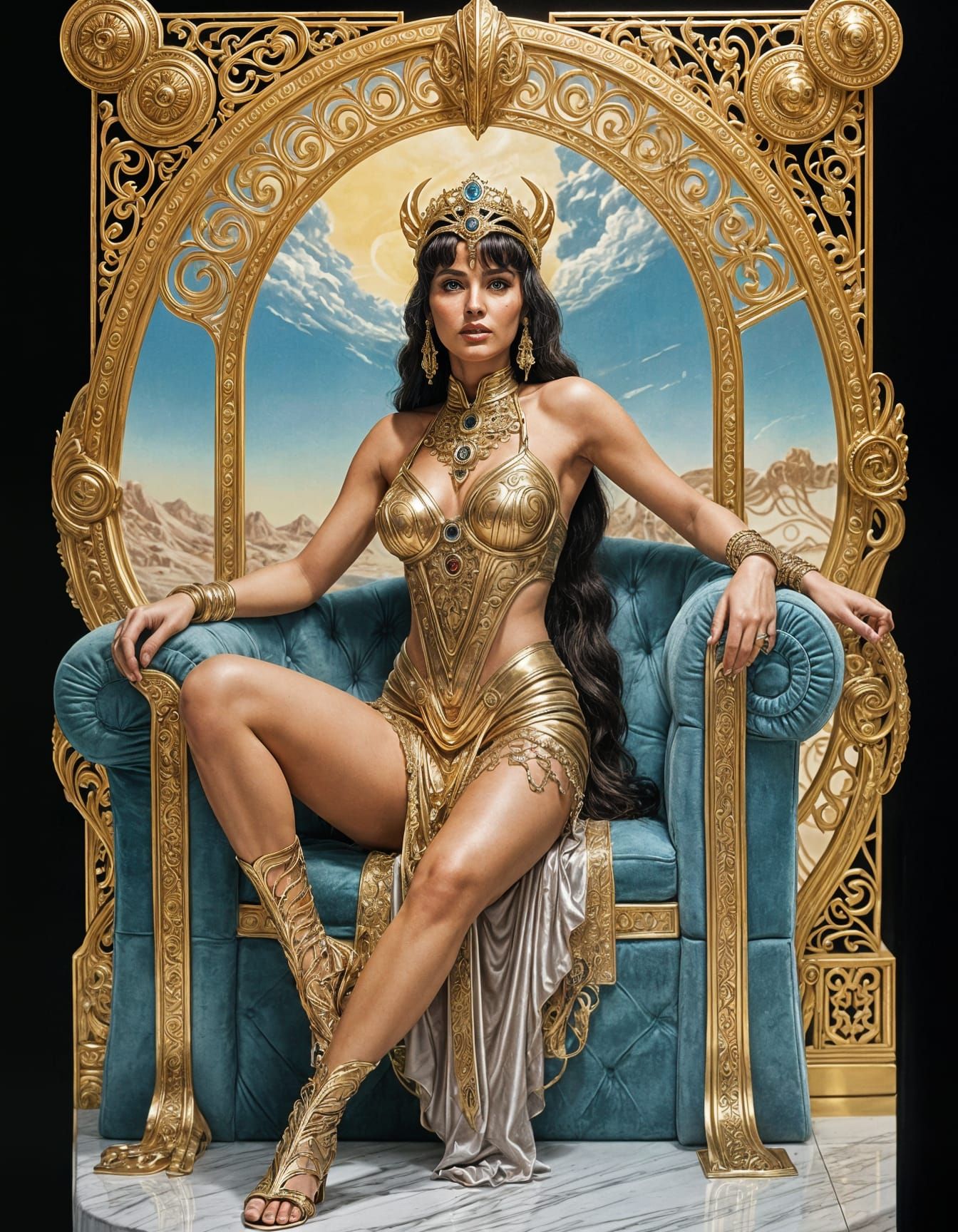 Princess Dejah Thoris Lounging in Marble Throne Room