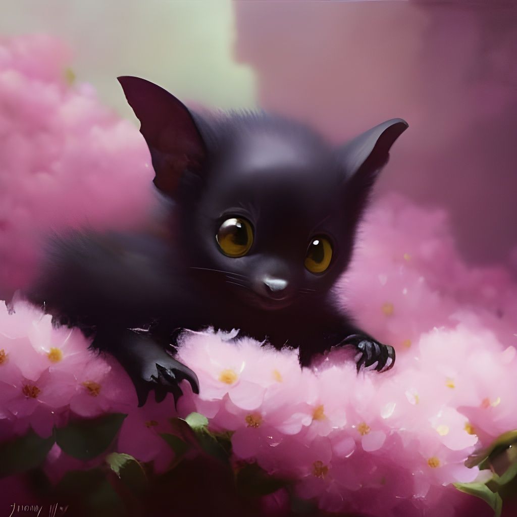 Baby bat enjoying flower bath 🌸🦇🌸