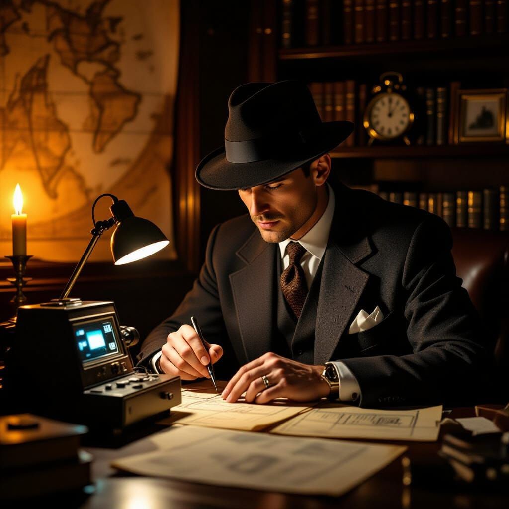 Vintage Spy Examining Device, Airbrush Art