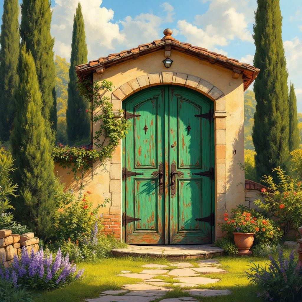 Tuscan Villa Door in Serene Countryside