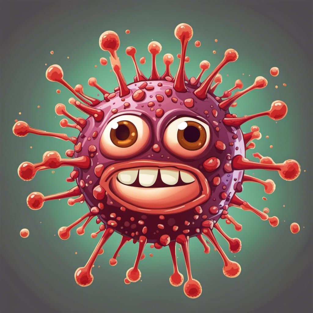 Cartoon Coronavirus Particle in Modern Style