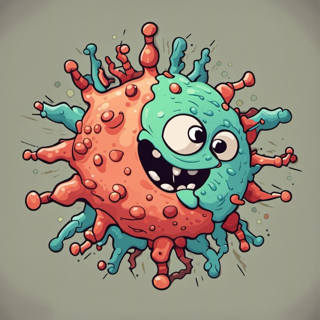 Cartoon Coronavirus Cell in Modern Style