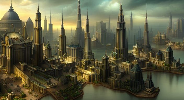 Magnificent Ancient Two-Tiered Fantasy City
