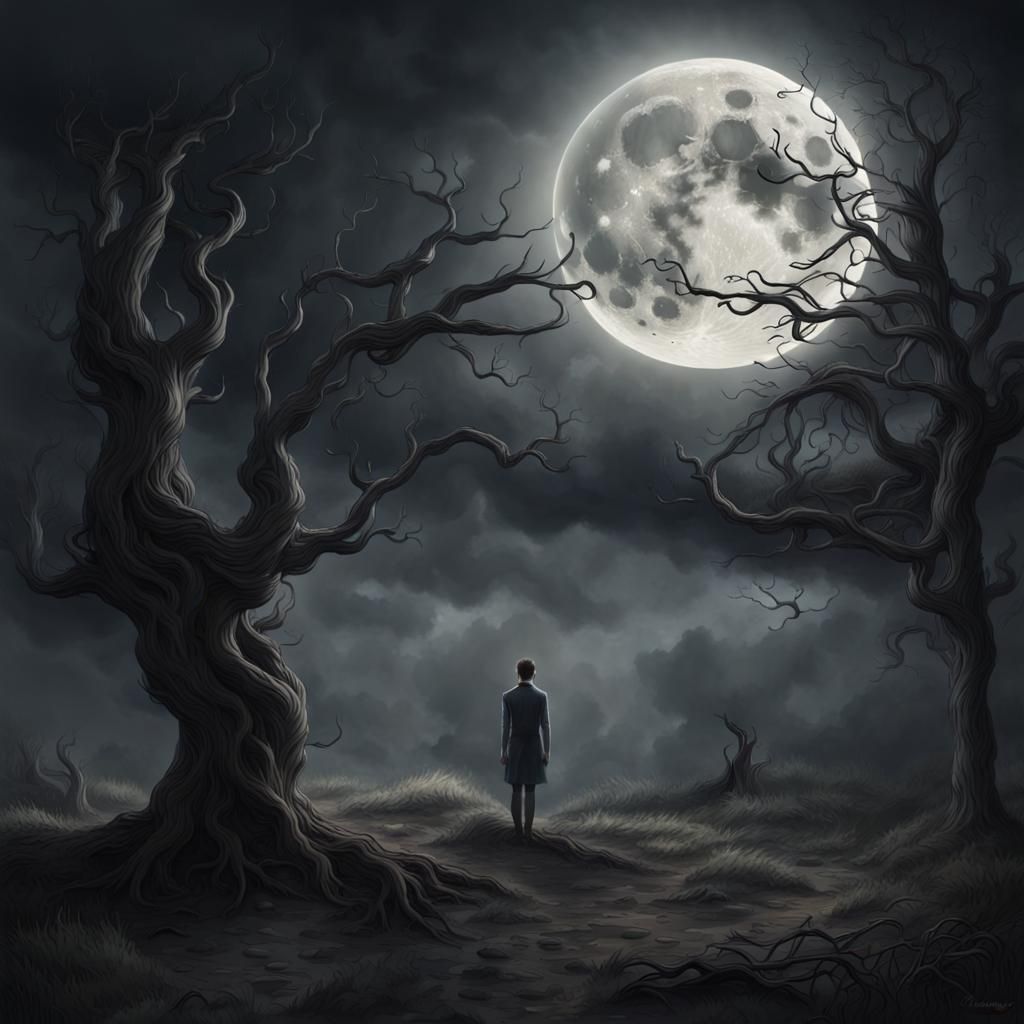 Ethereal Moonlight: A Hauntingly Beautiful Scene