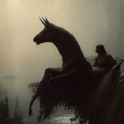 Kelpie in Haunting Fantasy Art Style