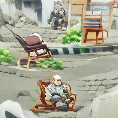 Old Man Relaxing: Anime Style Illustration