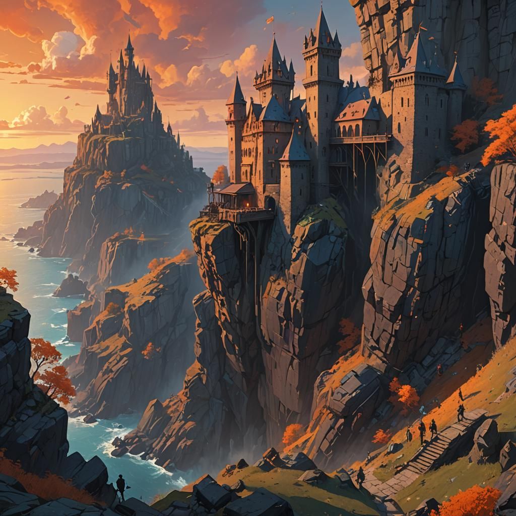 Fantasy Castle on Cliff Edge Concept Art