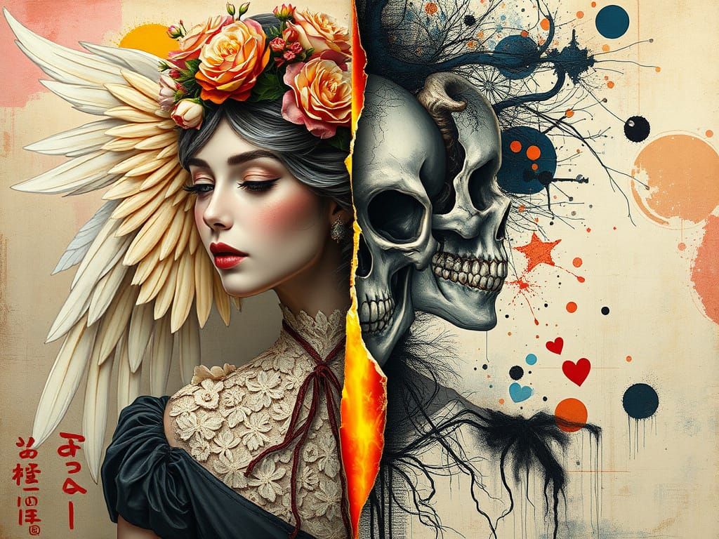 Surreal Portrait of Duality in Expressive Style