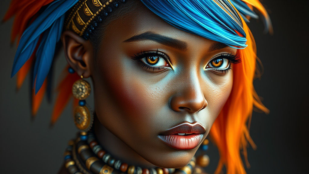 Hyperrealistic Portrait of a Punk Nubian Woman