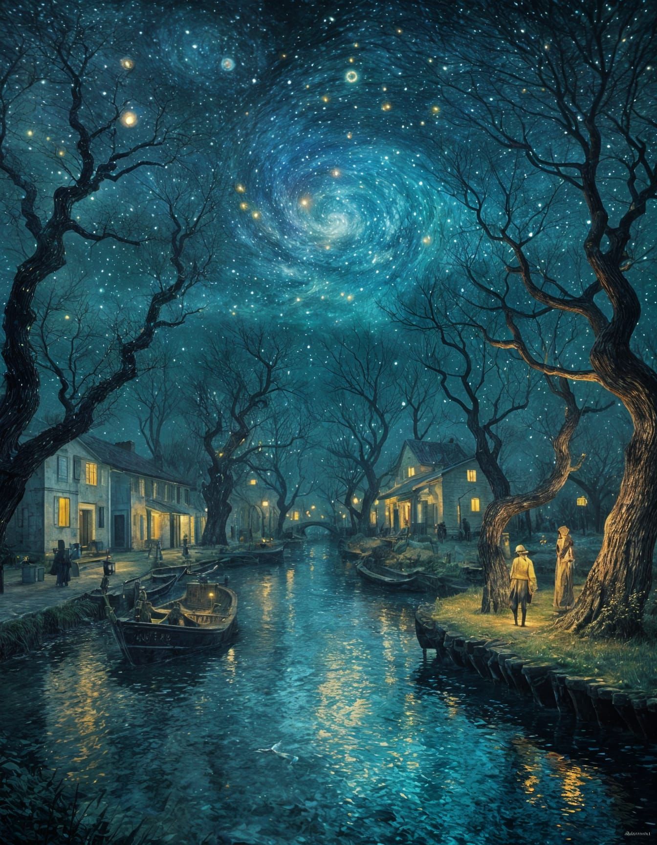 Mystic Mirages at Night in Impressionist Style