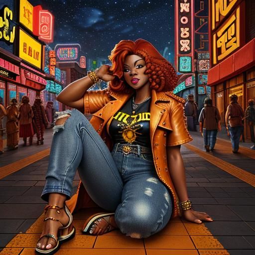 Neon Noir Record Cover: Redheaded Cowgirl in LA