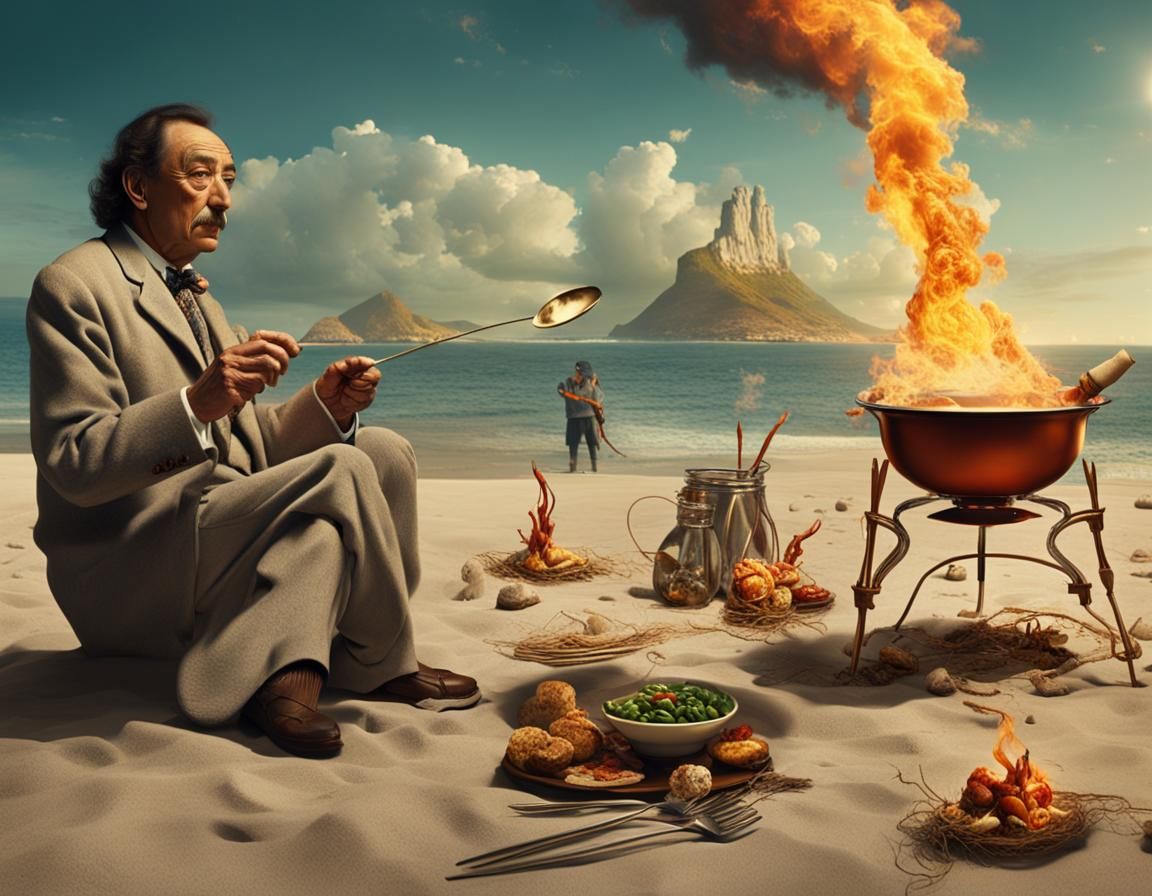 Surreal Beach Fondue in Salvador Dali Style