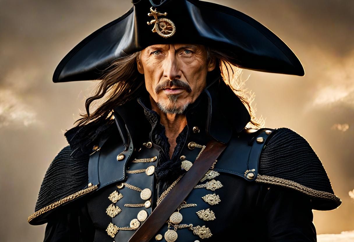 Villainous Pirate Captain with Rapier, Digital Art