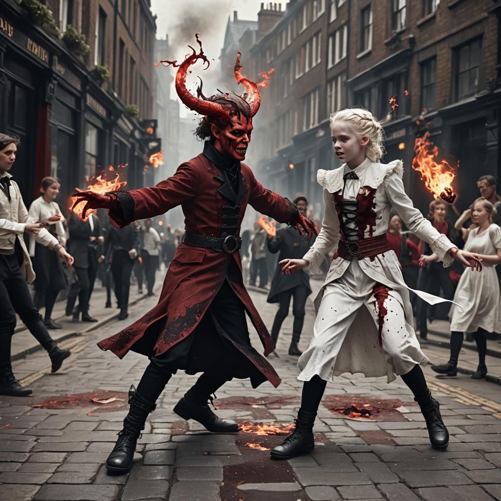 Satanic David Copperfield dancing in the street