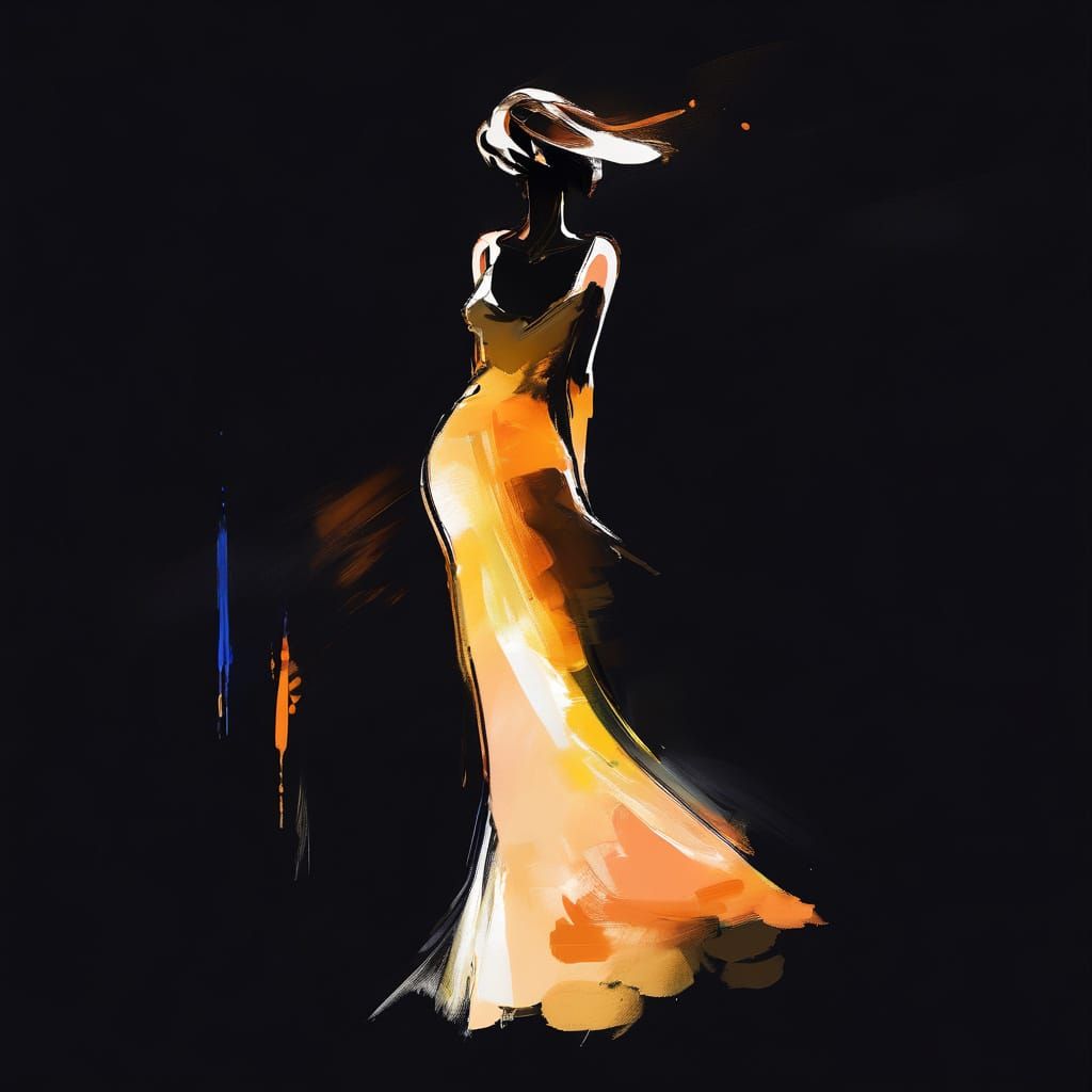 Anime Abstract Composition with Moon and Wet Eyes