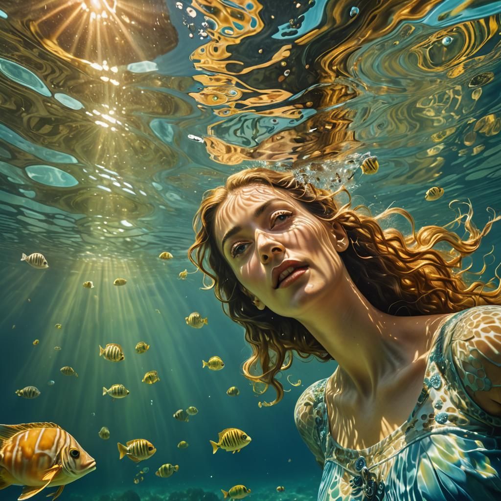 Underwater Dreamscape: Surreal Bioluminescent Ocean Scene