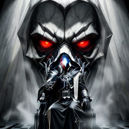 High-Contrast, Hyperrealistic Villain Stepping into Throne R...