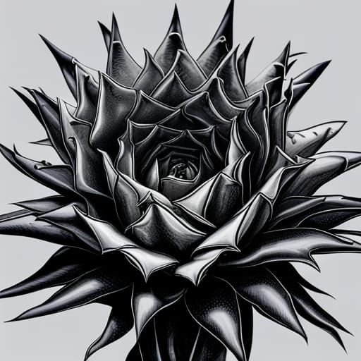 Rose with Teeth: A Dark Ferrofluid Ink Drawing