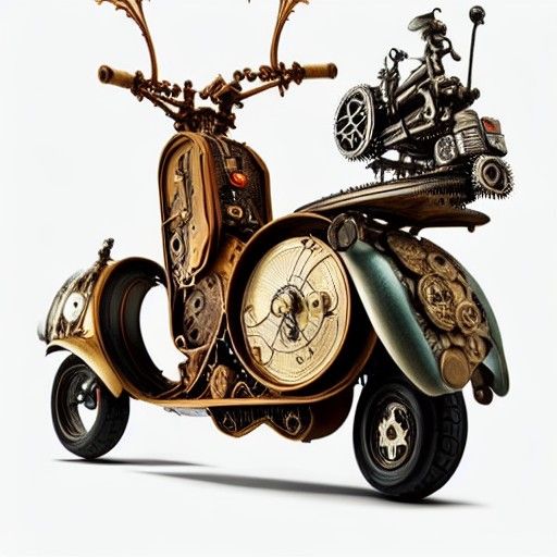 Intricate Steampunk Mechanical Vespa in 4K