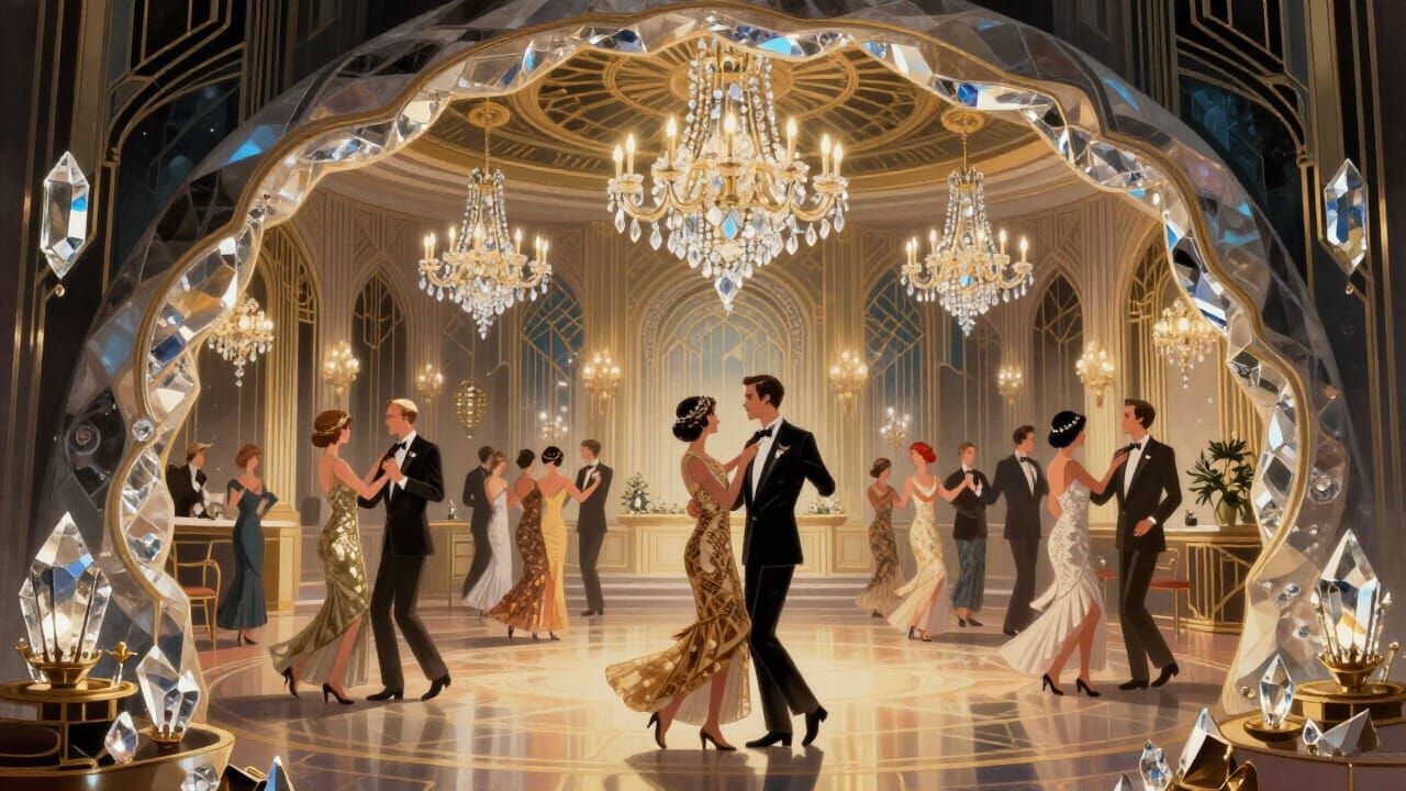 Elegant Art Deco Ballroom Inside a Crystal Geode