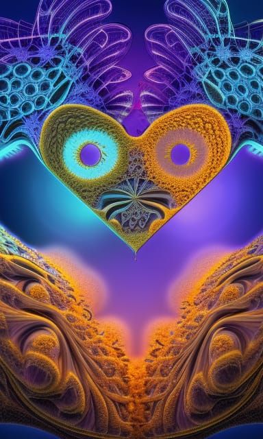 Kissing Lovers Silhouette with Fractal Fireworks