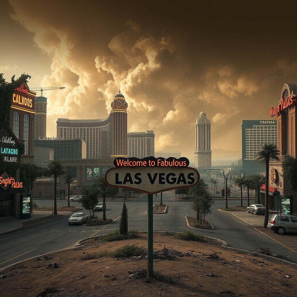 Desolate Post-Apocalyptic Las Vegas Cityscape