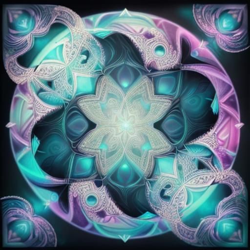 Spirographic Lace with Gemstones in Black Light