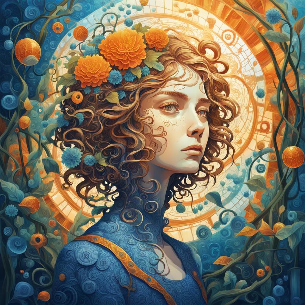 Surreal Fantasy Portrait with Clockwork and Glass