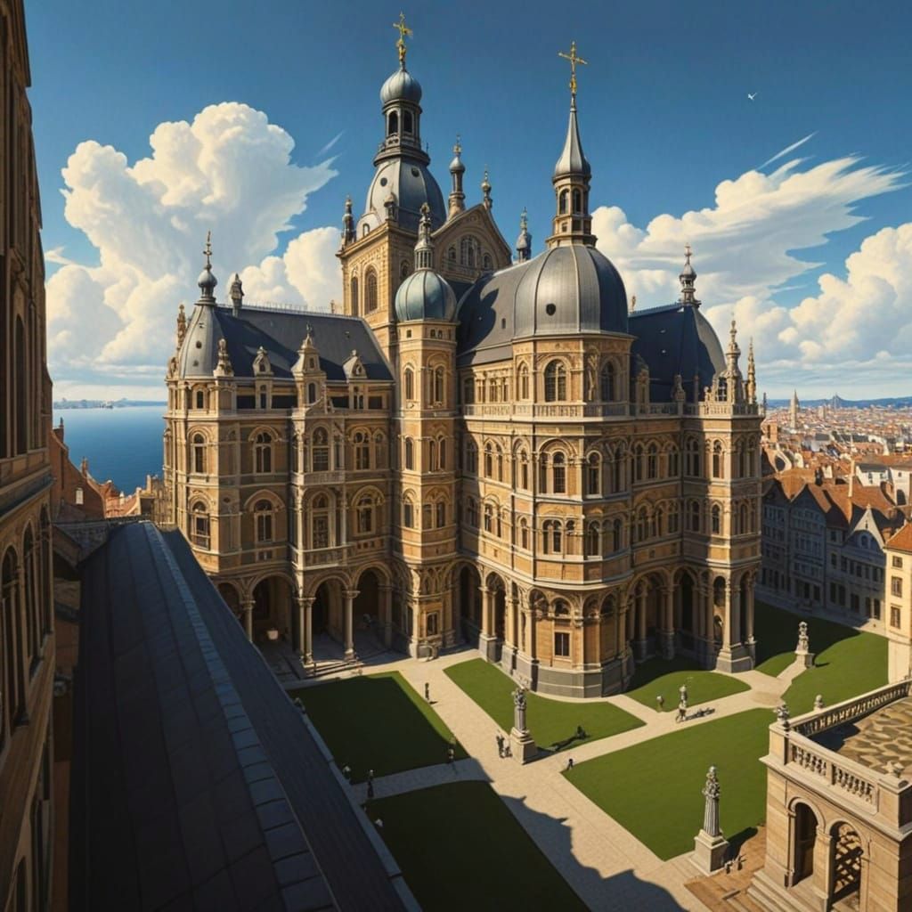 Impossible Baroque Architecture in Photorealistic Style