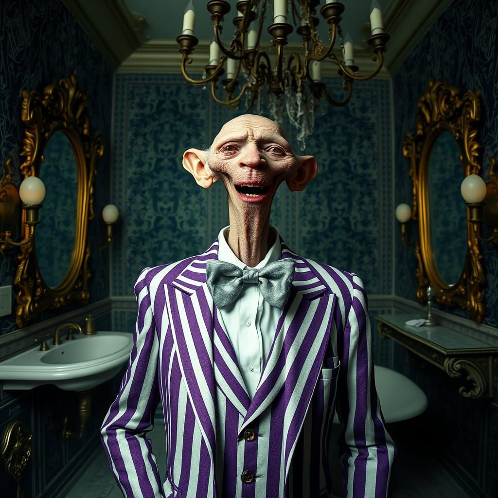 Gothic Revival Gentleman in Whimsical, Dreamlike Setting