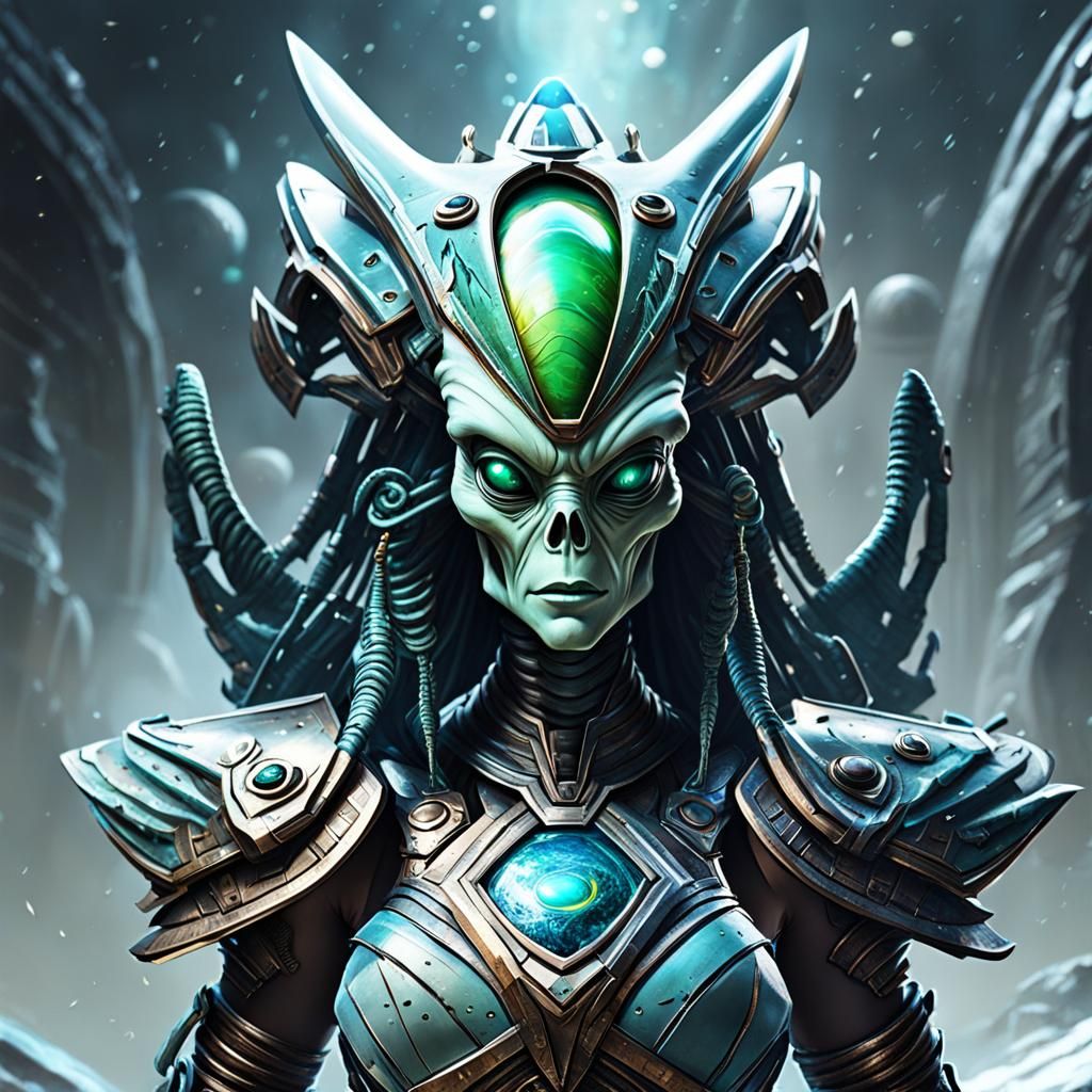 Cartoon Alien Female Chief in a Fantastical Style