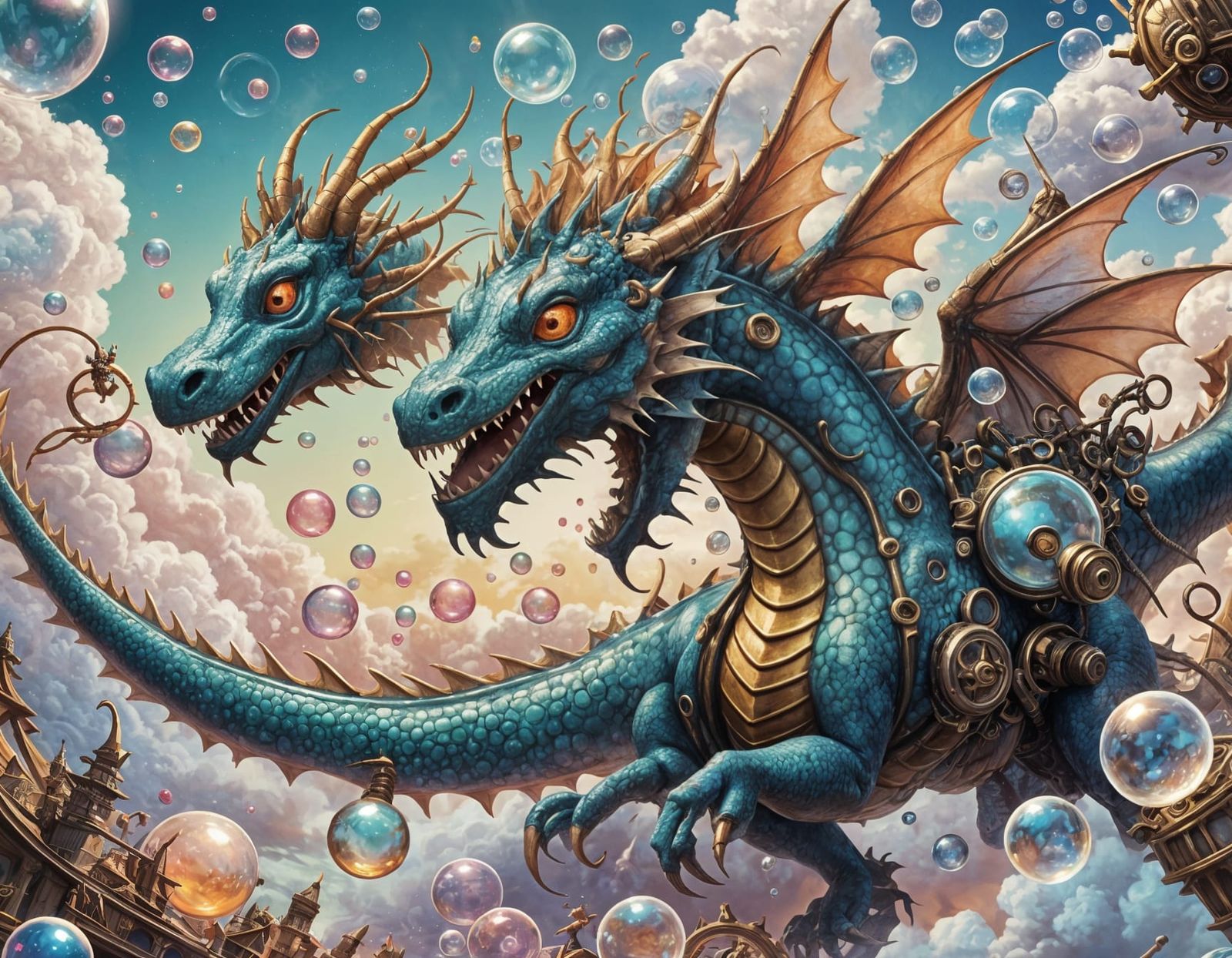 Bubble Dragon with Clouds, Ants, and Bearings