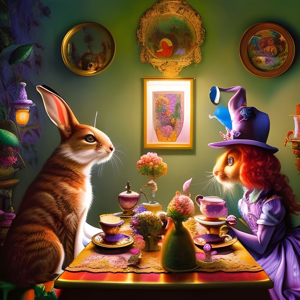 Magical Tea Party in Wonderland: A Burtonesque Scene