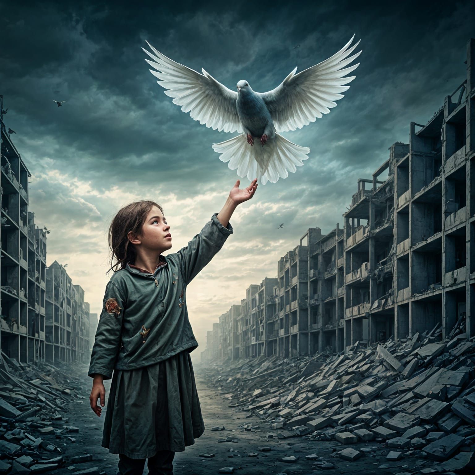 Hope Amidst Desolation in a War-Torn Landscape