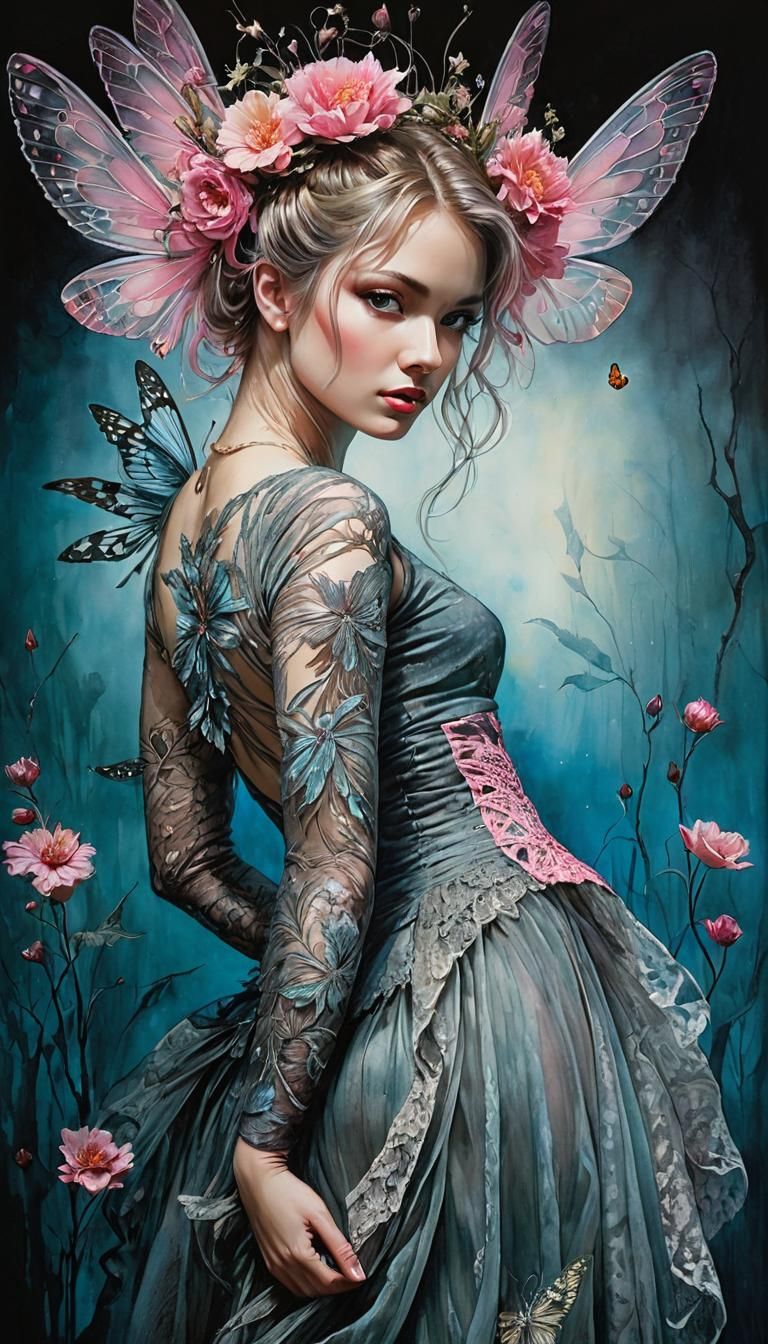 Golgothan Pinup Maiden in Surreal Dark Fantasy Style